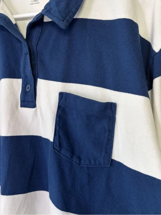 GAP Navy Striped Rugby Polo Shirt Size Large TALL - Picture 7 of 11